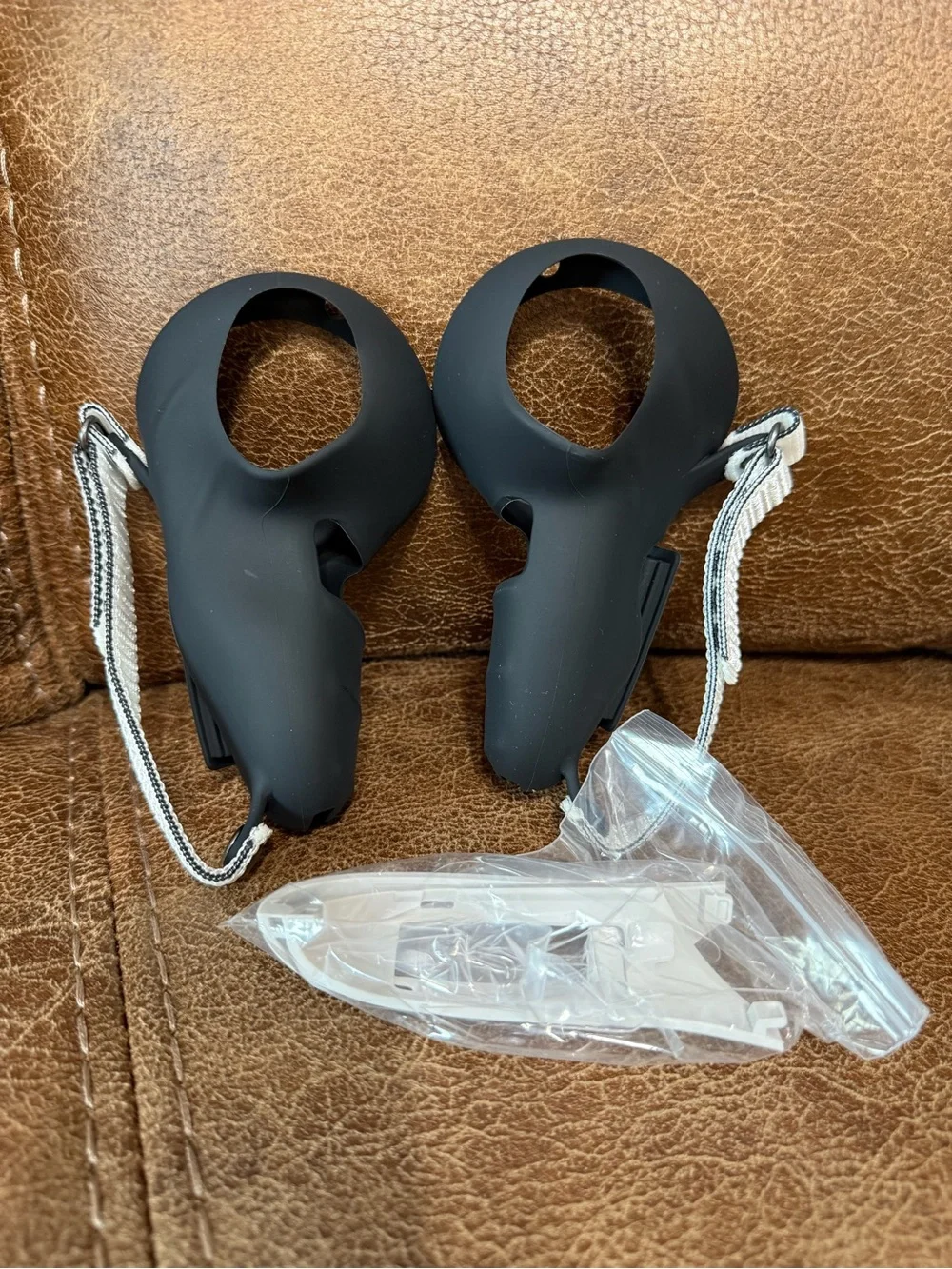 Black VR Controller Silicone Covers with White Wrist Straps